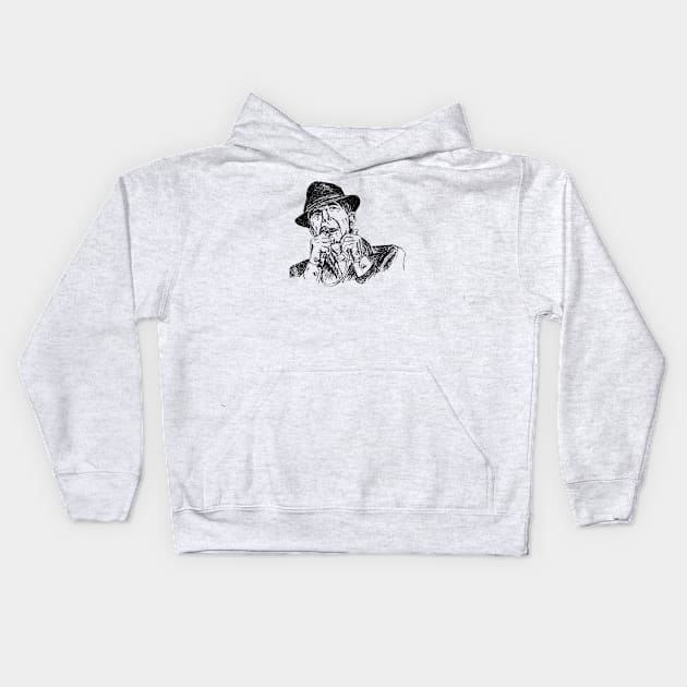 Leonard Cohen portrait Kids Hoodie by rachelsfinelines